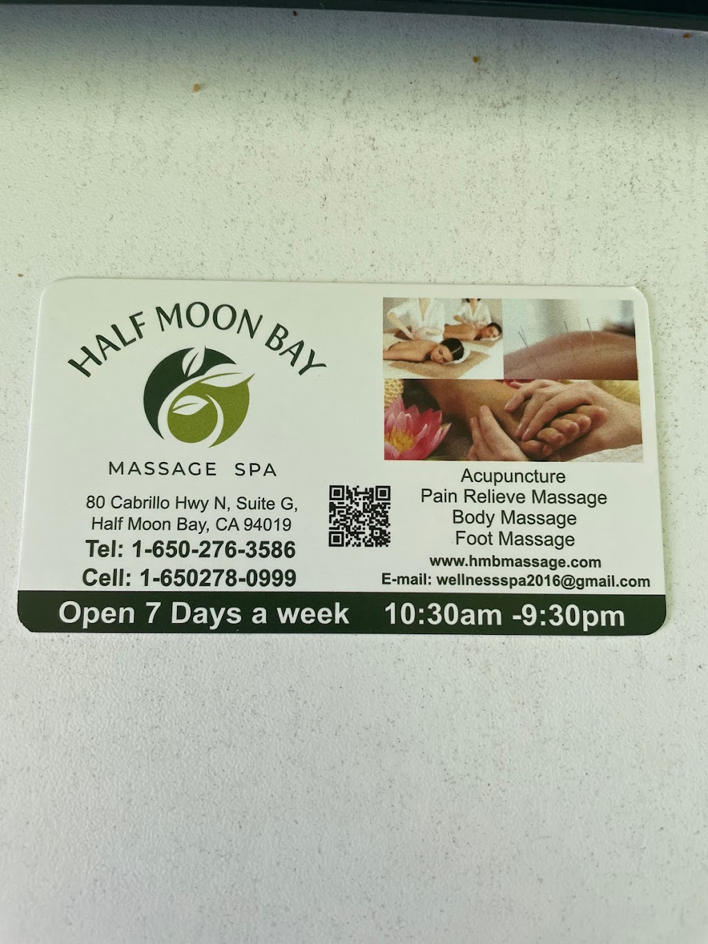 HMB MASSAGE | 80 Cabrillo Hwy N G, Half Moon Bay, CA 94019, USA | Phone: (650) 276-3586