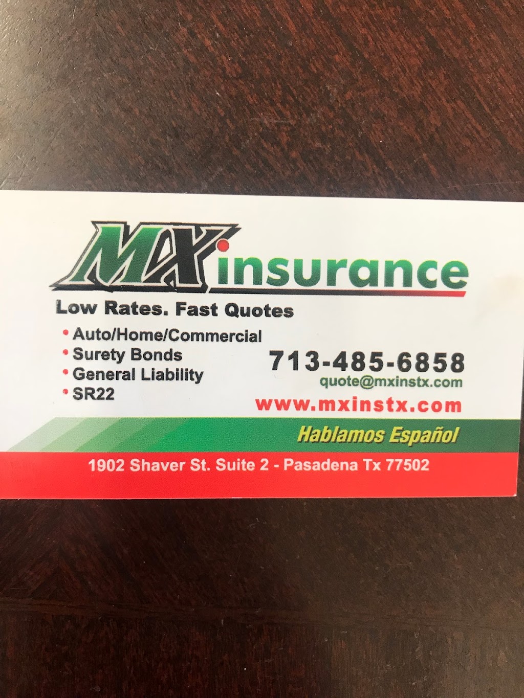 MX INSURANCE | 1902 Shaver St #2, Pasadena, TX 77502, USA | Phone: (713) 485-6858