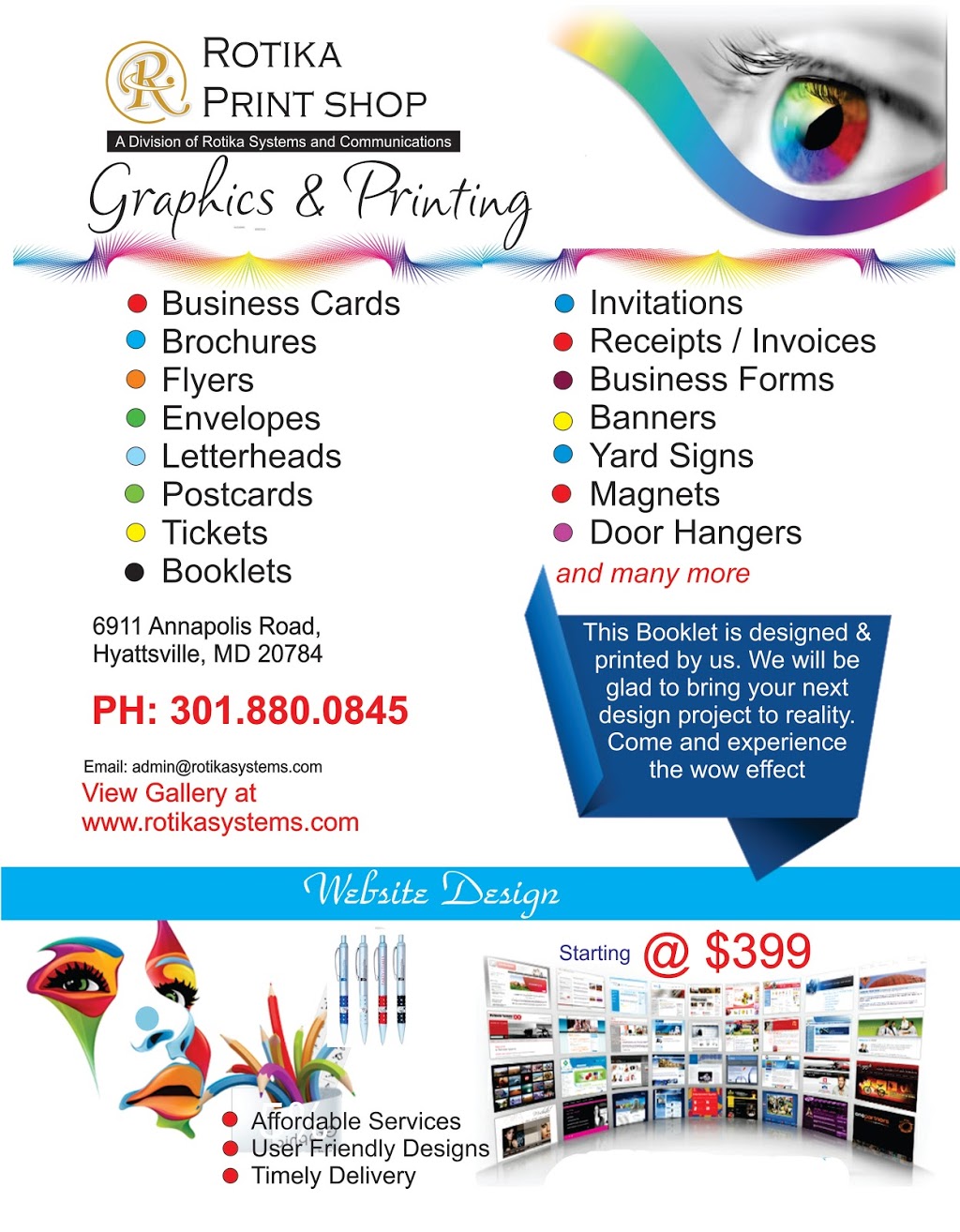 Rotika Print Shop | 6911 Annapolis Rd, Hyattsville, MD 20784, USA | Phone: (301) 880-0845