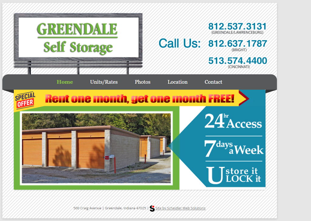 Greendale Self Storage | 500 Craig Ave, Lawrenceburg, IN 47025, USA | Phone: (812) 537-3131