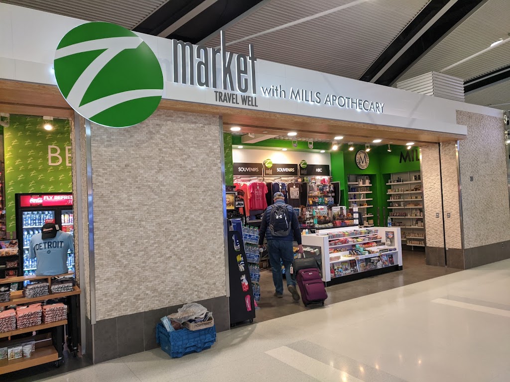 Z Market with Mills Apothecary | Between Gates B2 and B4, McNamara Terminal, Worldgateway Pl, Detroit, MI 48242, USA | Phone: (734) 941-4232