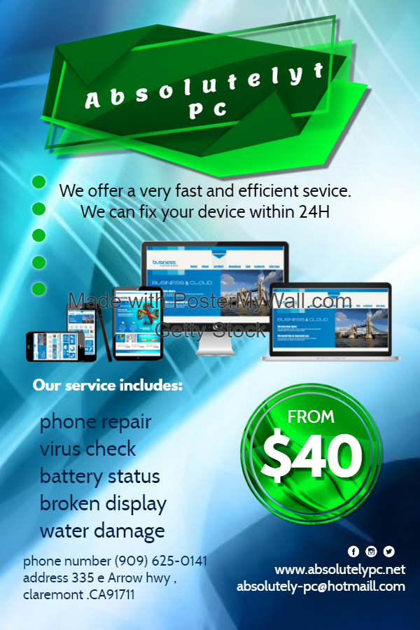 Absolutely PC Computer Repair,Mac Repair, iPhone & iPad | 335 E Arrow Hwy, Claremont, CA 91711, USA | Phone: (909) 625-0141