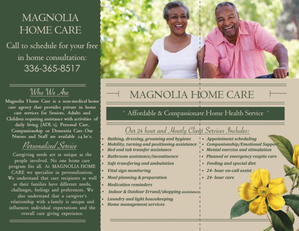MAGNOLIA AFFORDABLE HOME CARE LLC | 3409 W Wendover Ave Suite D, Greensboro, NC 27407, USA | Phone: (336) 365-8517