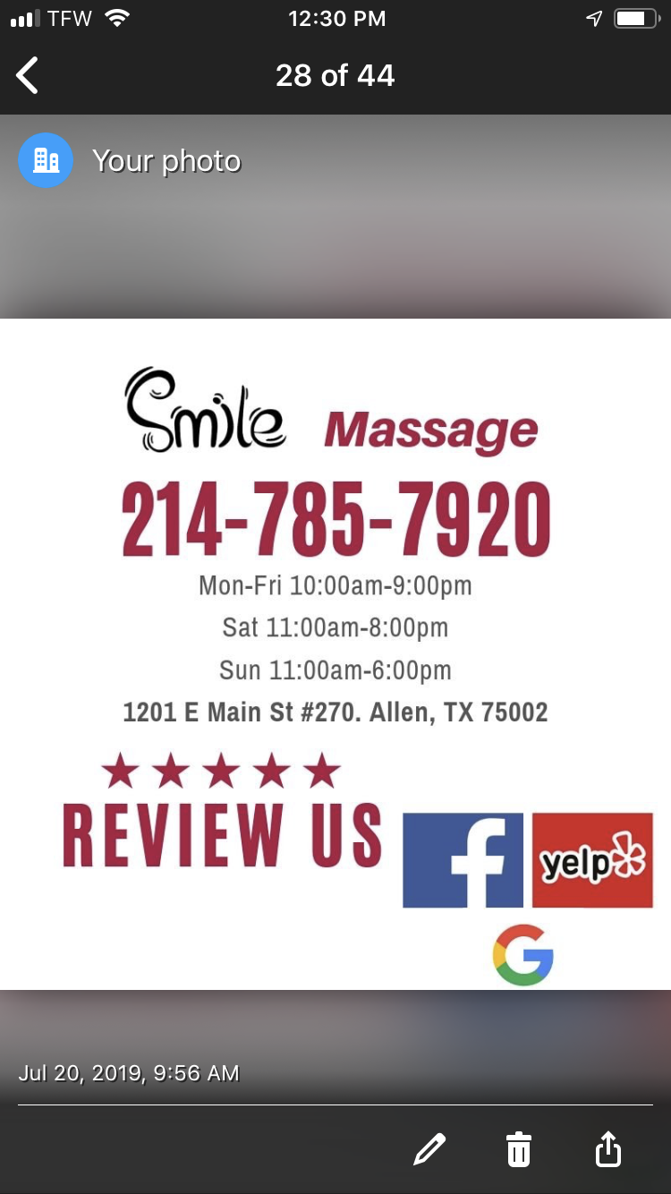 Smile Massage | 333 E Bethany Dr K130, Allen, TX 75002, United States | Phone: (469) 288-7839