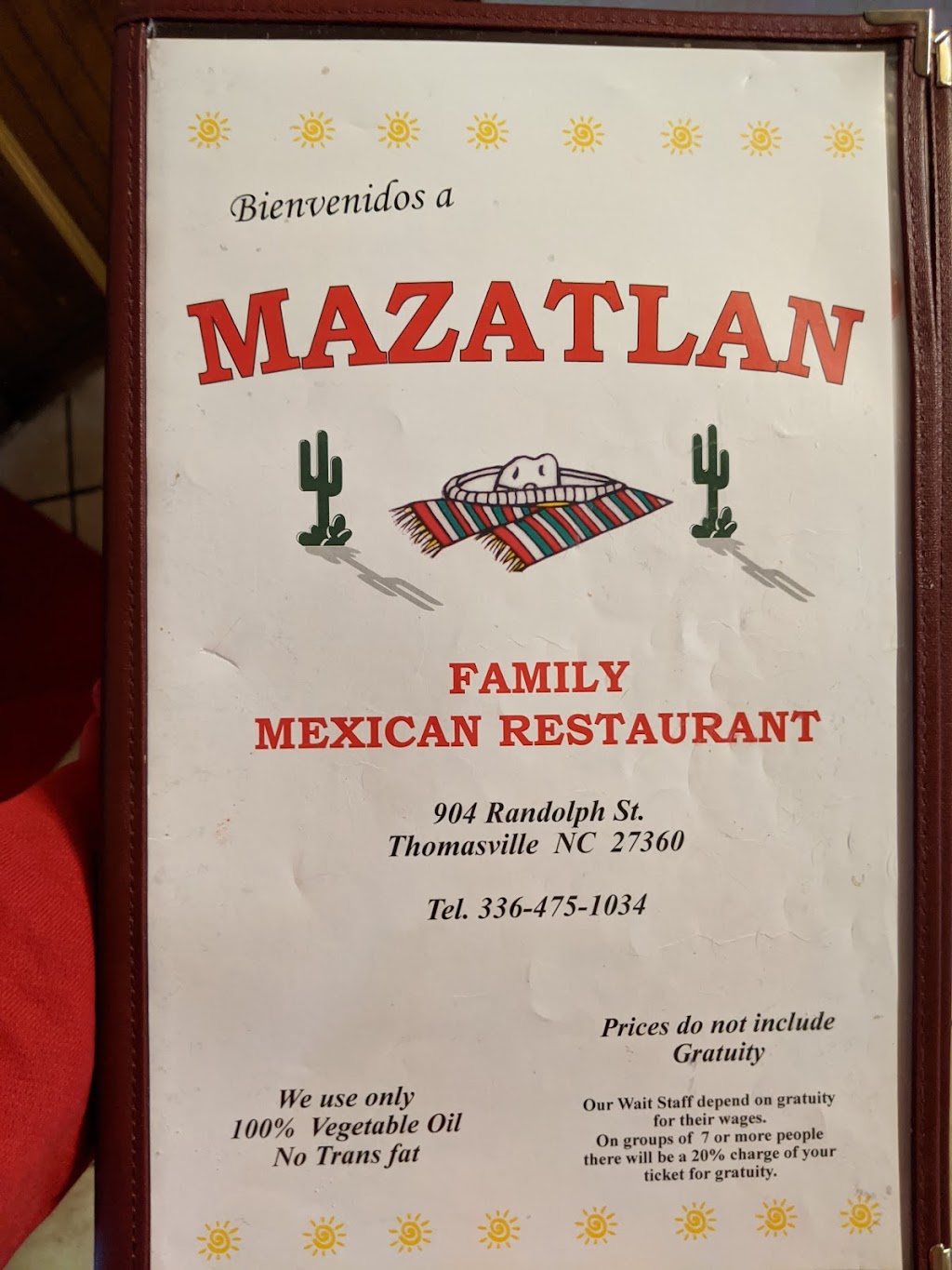 Mazatlan Family Mexican Restaurant | 904 Randolph St, Thomasville, NC 27360, USA | Phone: (336) 475-1034