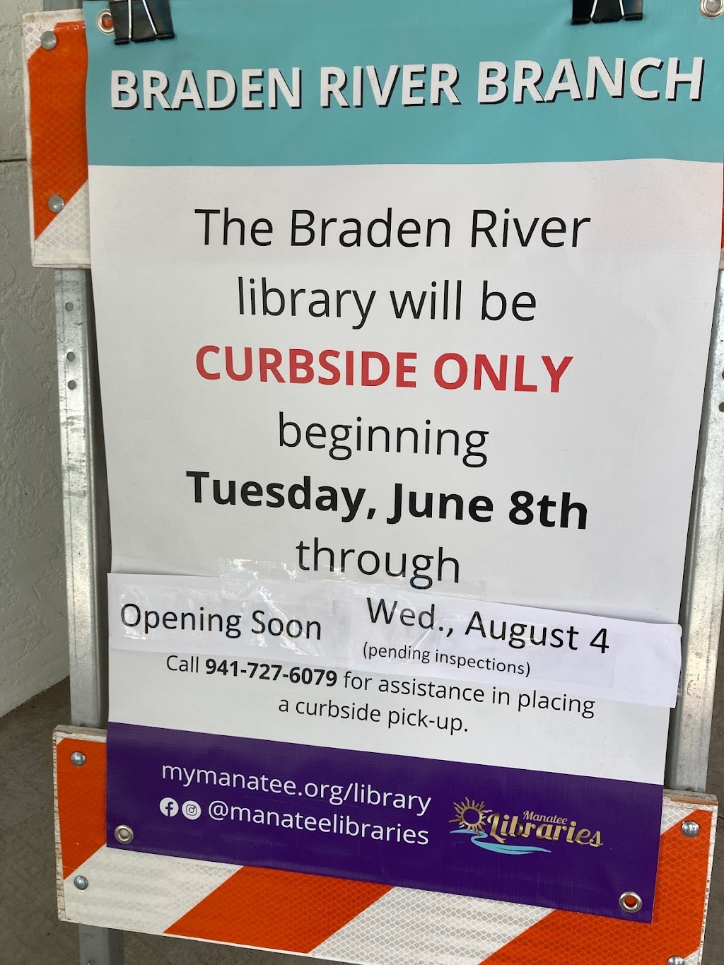 Braden River Branch Library | 4915 53rd Ave E, Bradenton, FL 34203, USA | Phone: (941) 727-6079