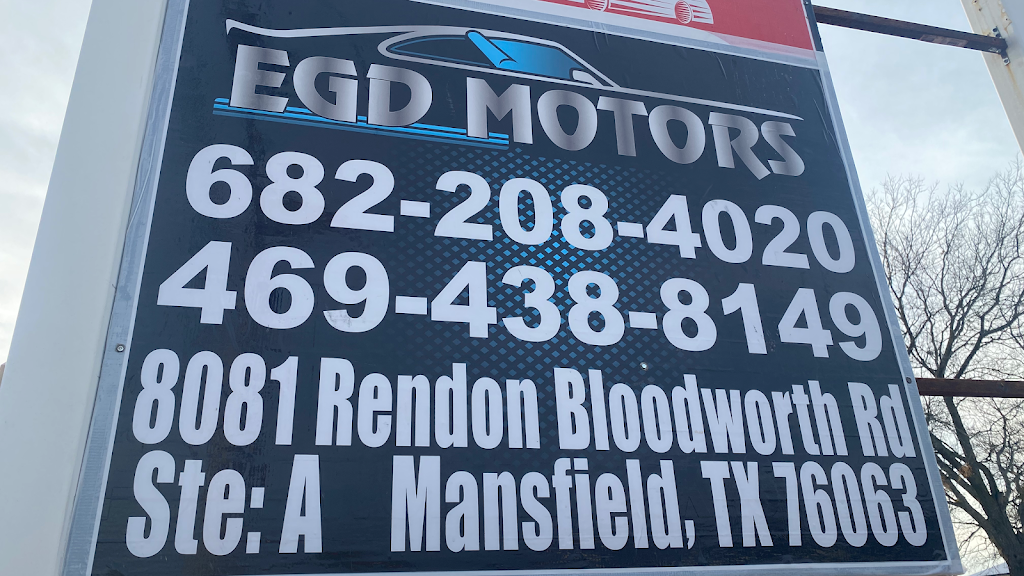 EGD Motors LLC | 8081 Rendon Bloodworth Rd STE A, Mansfield, TX 76063, USA | Phone: (682) 208-4020