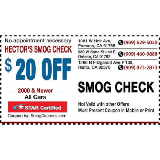 Hectors Smog Check | 1081 W Holt Ave, Pomona, CA 91768, USA | Phone: (909) 629-5050