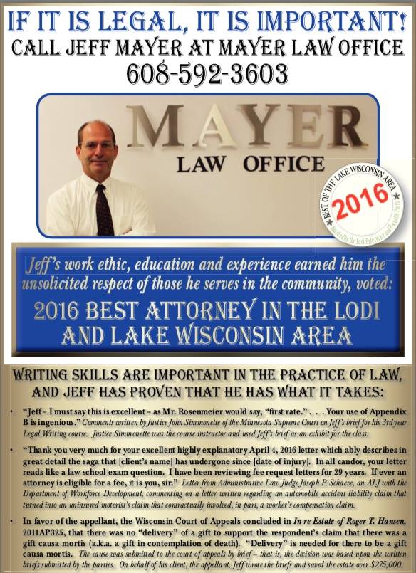 Mayer Law Office | 141B Lodi St, Lodi, WI 53555, USA | Phone: (608) 592-3603