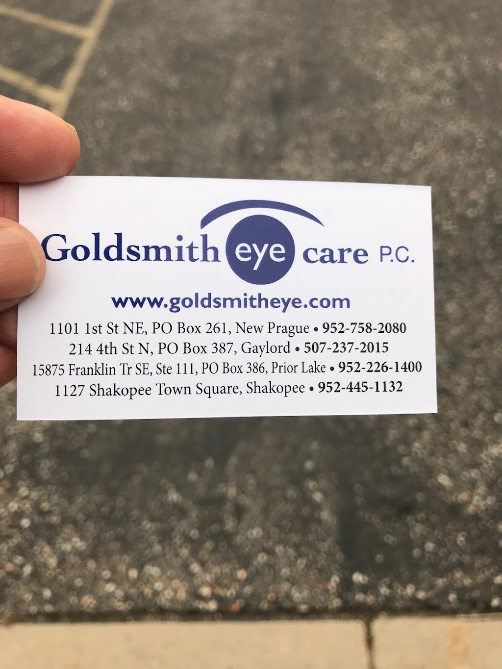 Goldsmith Eye Care | 1101 1st St NE, New Prague, MN 56071, USA | Phone: (952) 758-2080