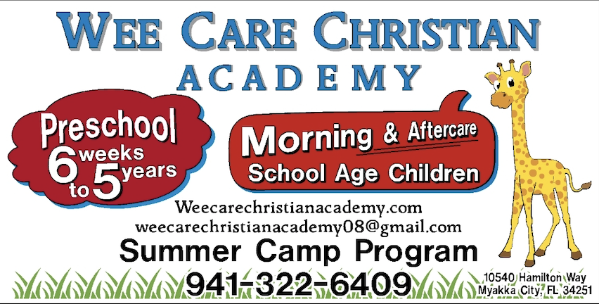 Wee Care Christian Academy | 10540 Hamilton Way, Myakka City, FL 34251, USA | Phone: (941) 322-6409