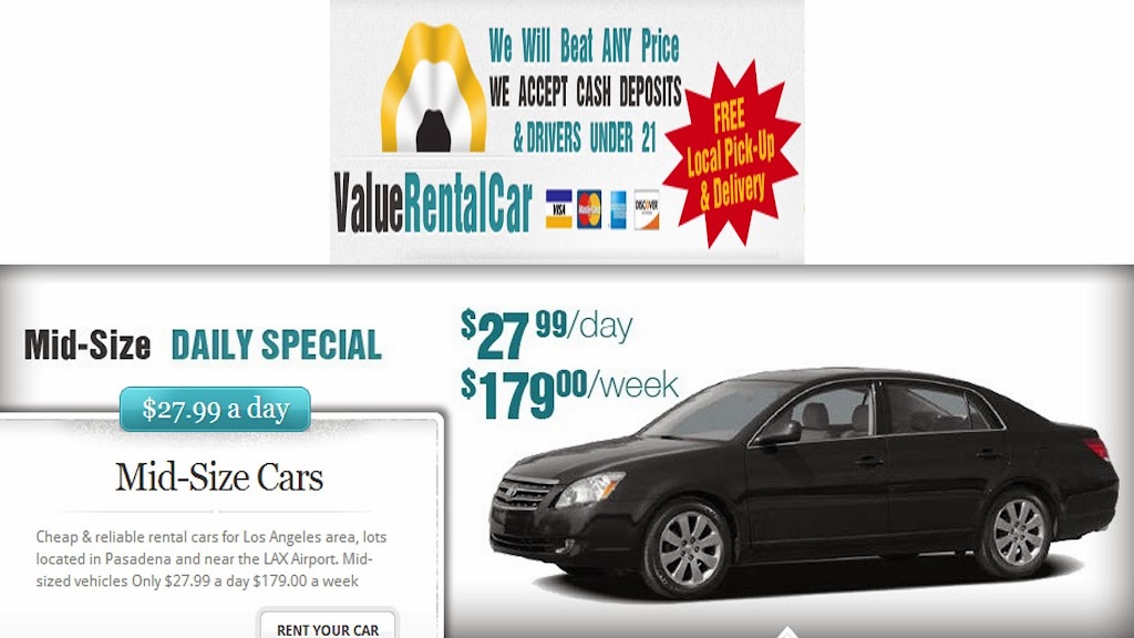 Value Rental Car | 2106 E Colorado Blvd, Pasadena, CA 91107, USA | Phone: (626) 577-7922