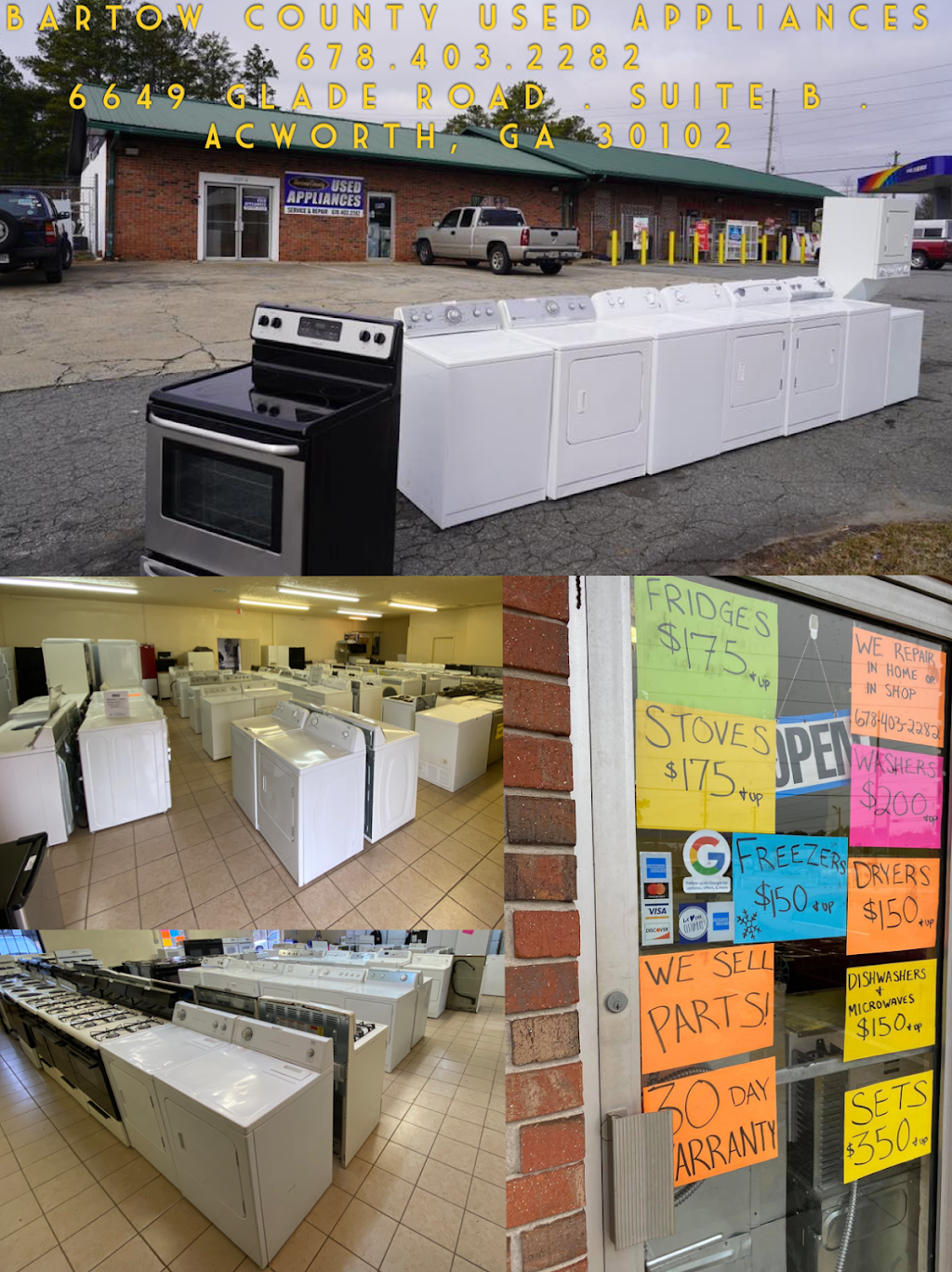 Bartow County Used Appliances | 6649-B, 6649 Glade Rd SE, Acworth, GA 30102, USA | Phone: (678) 403-2282
