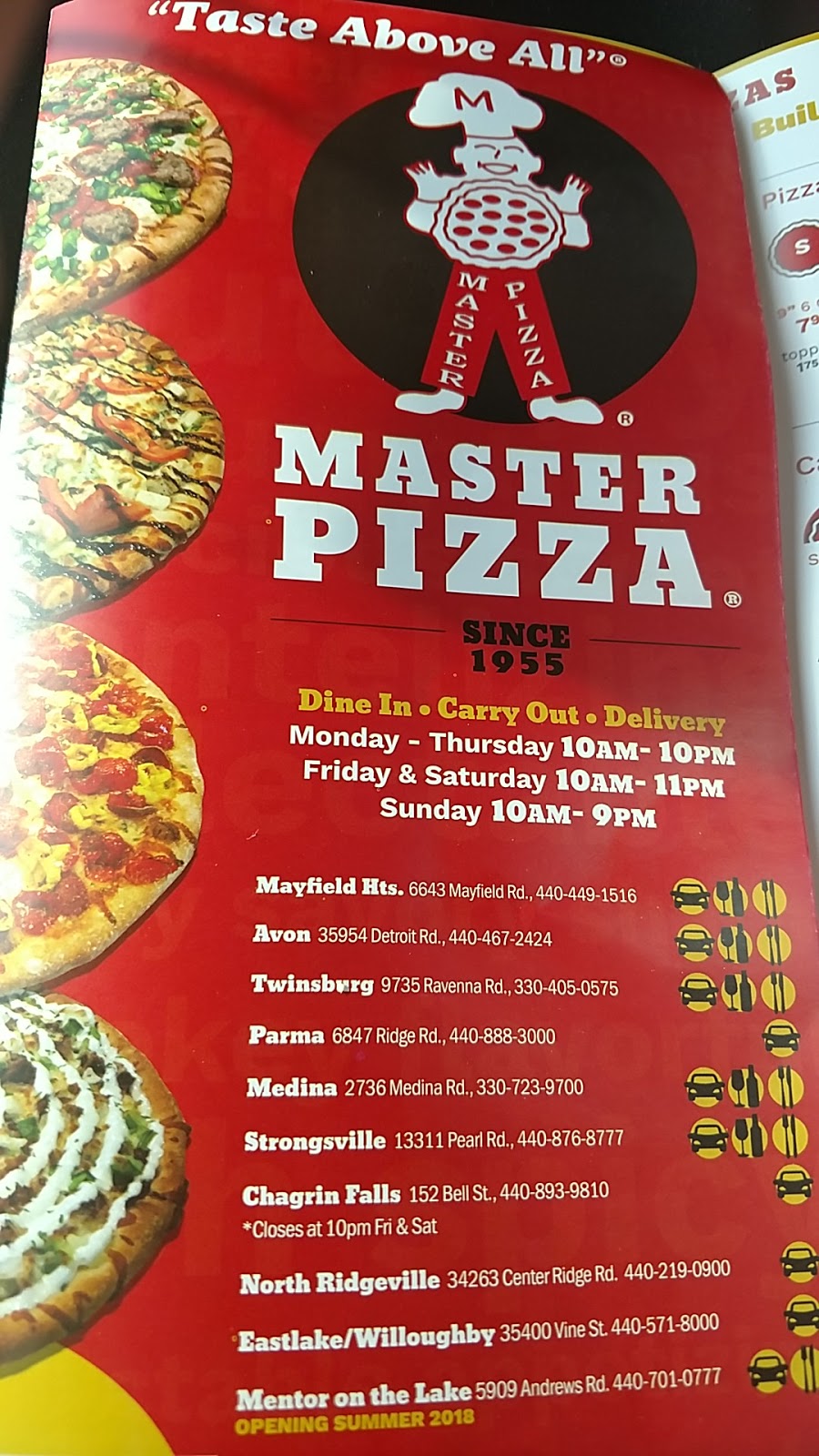 Master Pizza | 5909 Andrews Rd, Mentor-On-The-Lake, OH 44060, USA | Phone: (440) 701-0777