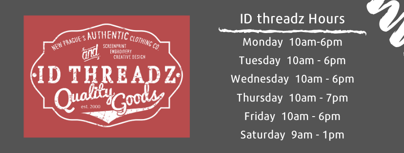 ID threadz | 817 1st St SE, New Prague, MN 56071, USA | Phone: (952) 649-0450