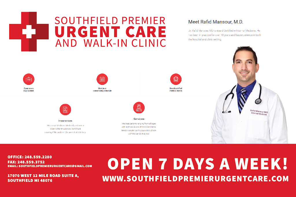 Southfield Premier Urgent Care and Walk-In Clinic | 17070 W 12 Mile Rd # A, Southfield, MI 48076 | Phone: (248) 559-2280