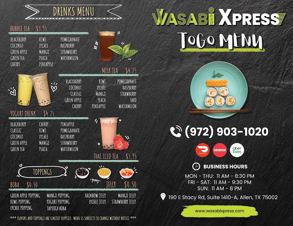 Wasabi Xpress | 190 E Stacy Rd Suite 1410 -A, Allen, TX 75002, USA | Phone: (972) 945-8828