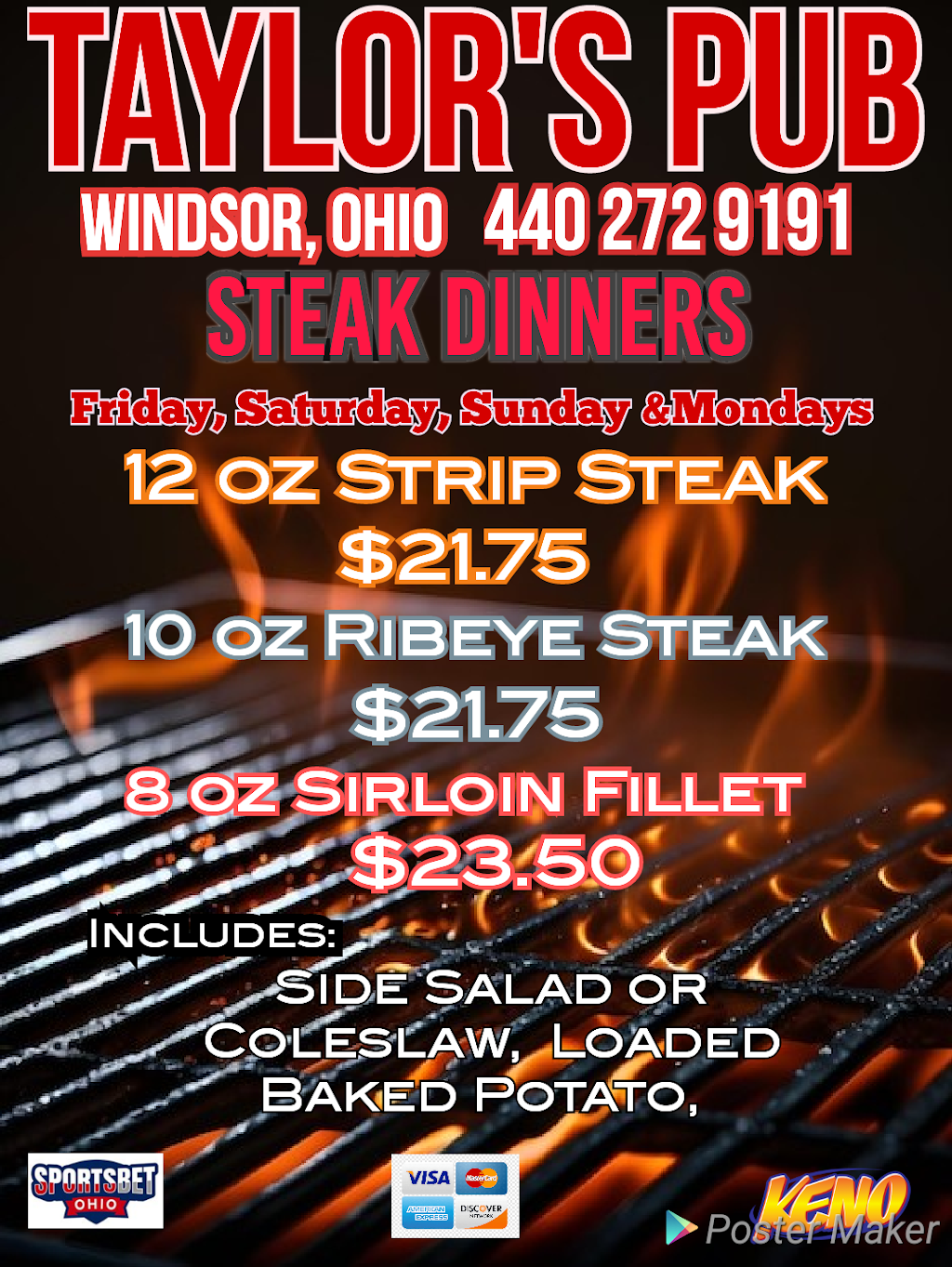 Taylors Pub | 5131 US-322, Windsor, OH 44099, USA | Phone: (440) 272-9191