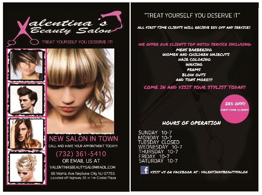 Valentinas Beauty Salon | 86 Morris Ave, Neptune City, NJ 07753, USA | Phone: (732) 361-5410