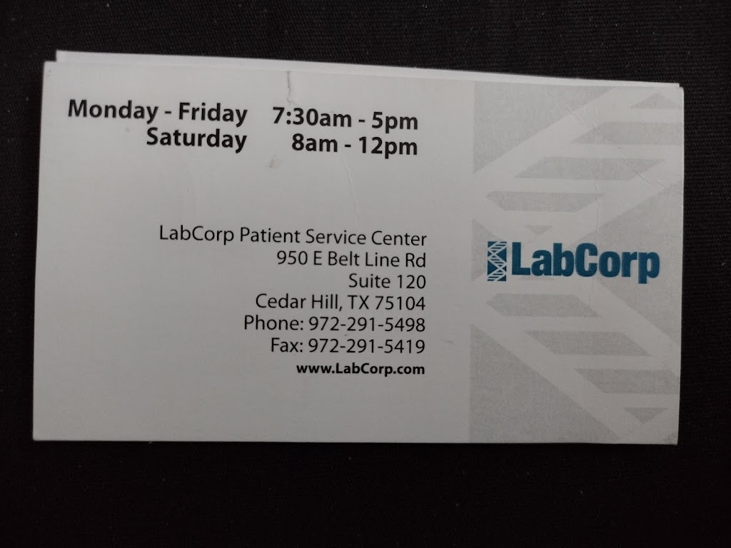 Labcorp | 950 Belt Line Rd Ste 120, Cedar Hill, TX 75104, USA | Phone: (972) 291-5498