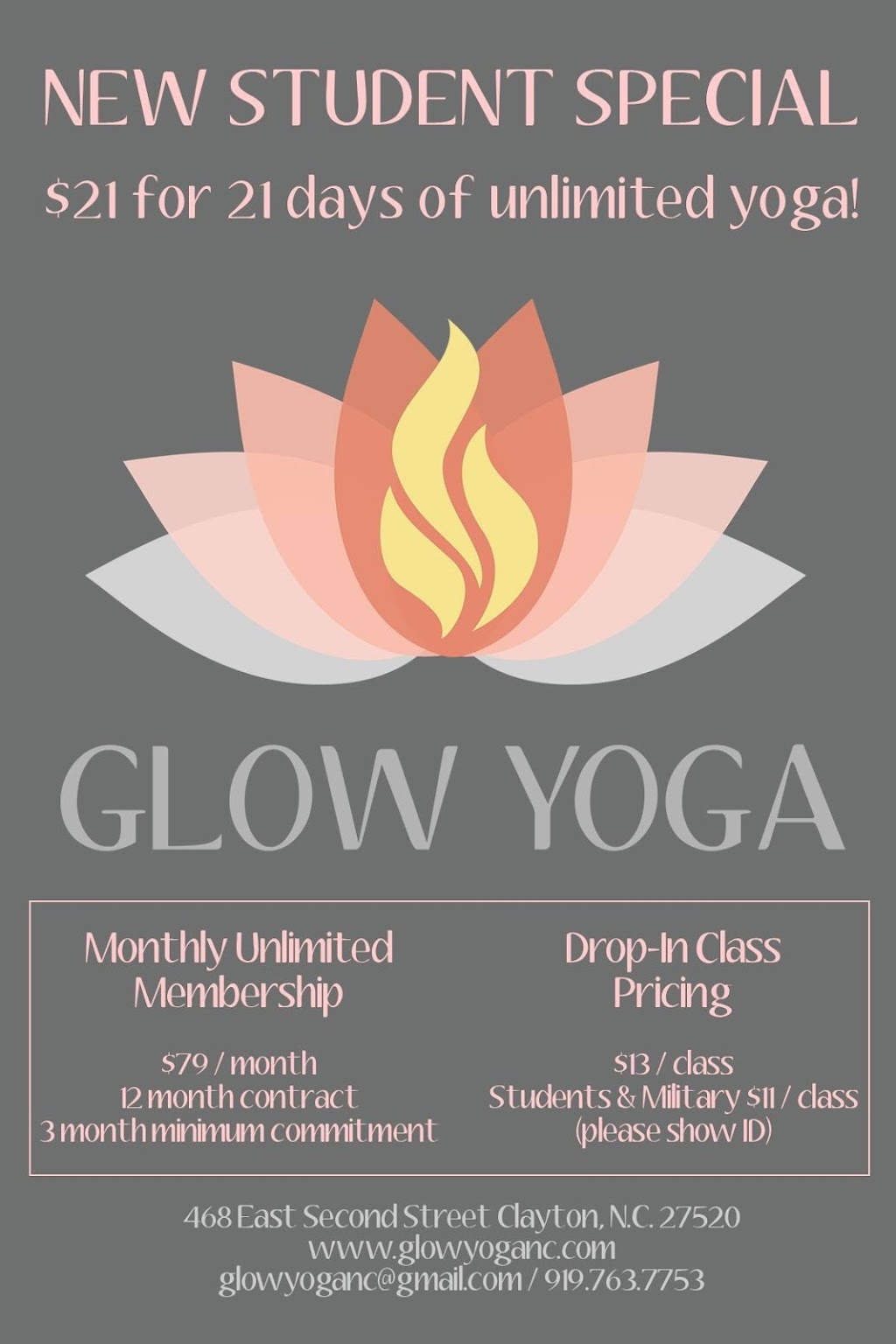 Glow Yoga | 1588 NC-39, Selma, NC 27576, USA | Phone: (919) 763-7753