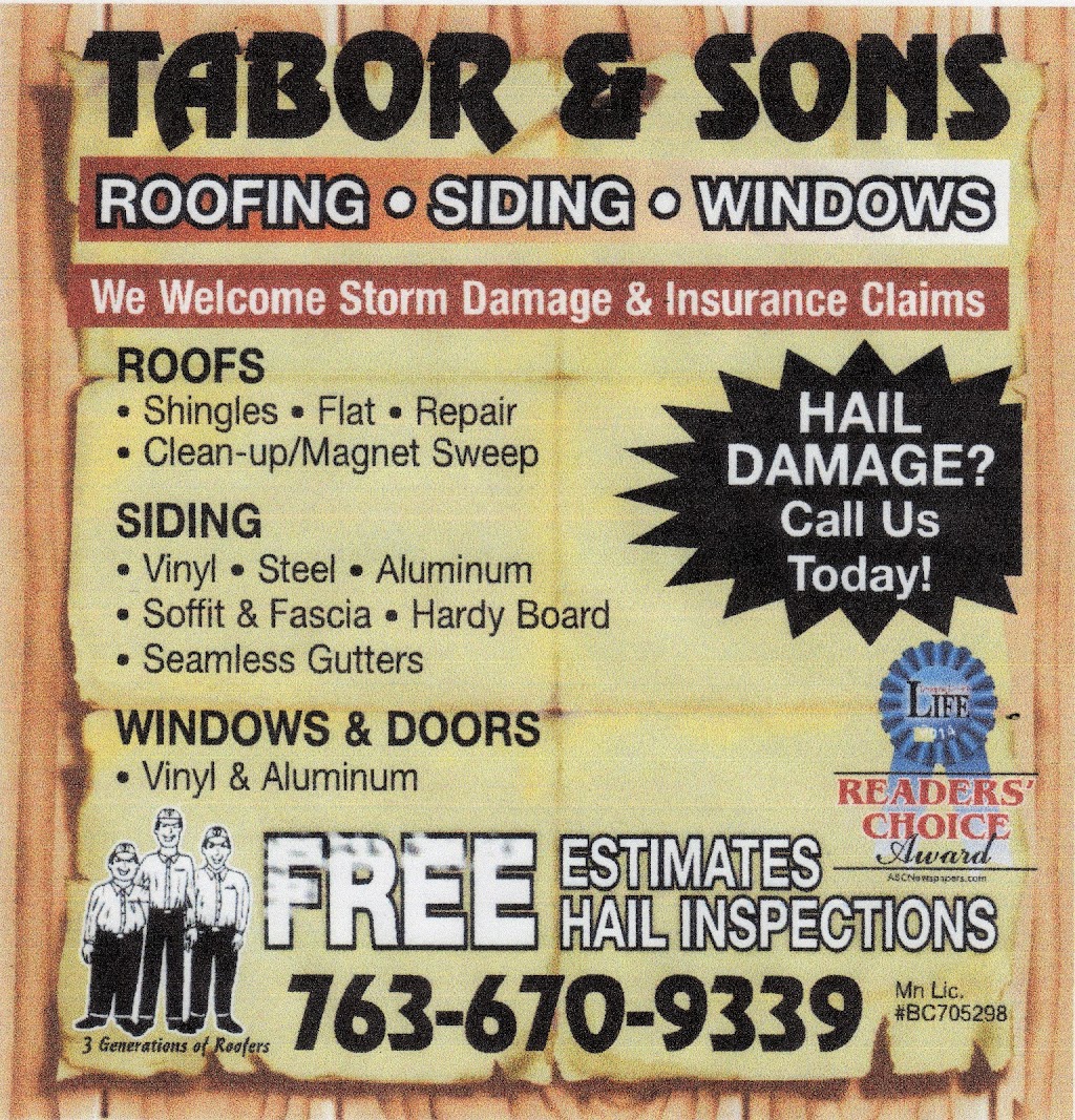 Tabor & Sons Roofing And Siding | 10547 Terrace Rd NE, Blaine, MN 55434, USA | Phone: (763) 670-9339