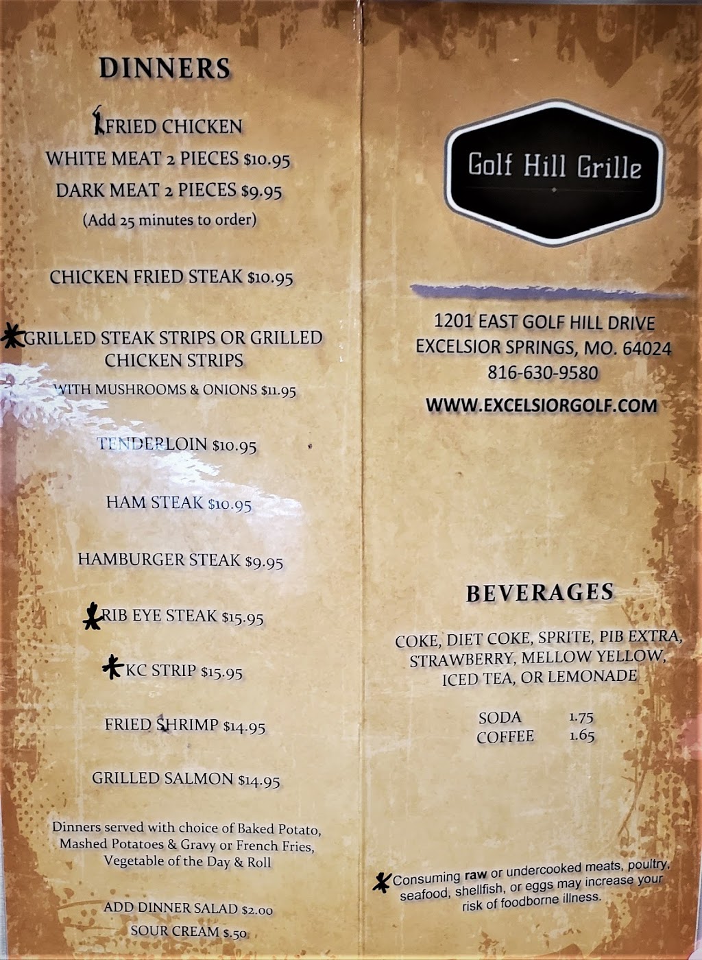 Golf Hill Grille | 1201 E Golf Hill Dr, Excelsior Springs, MO 64024, USA | Phone: (816) 630-9580