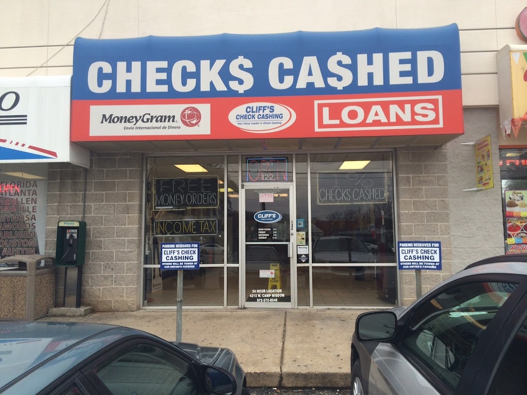 Cliffs Check Cashing #23 | 1050 N Westmoreland Rd #122, Dallas, TX 75211, USA | Phone: (214) 333-2326