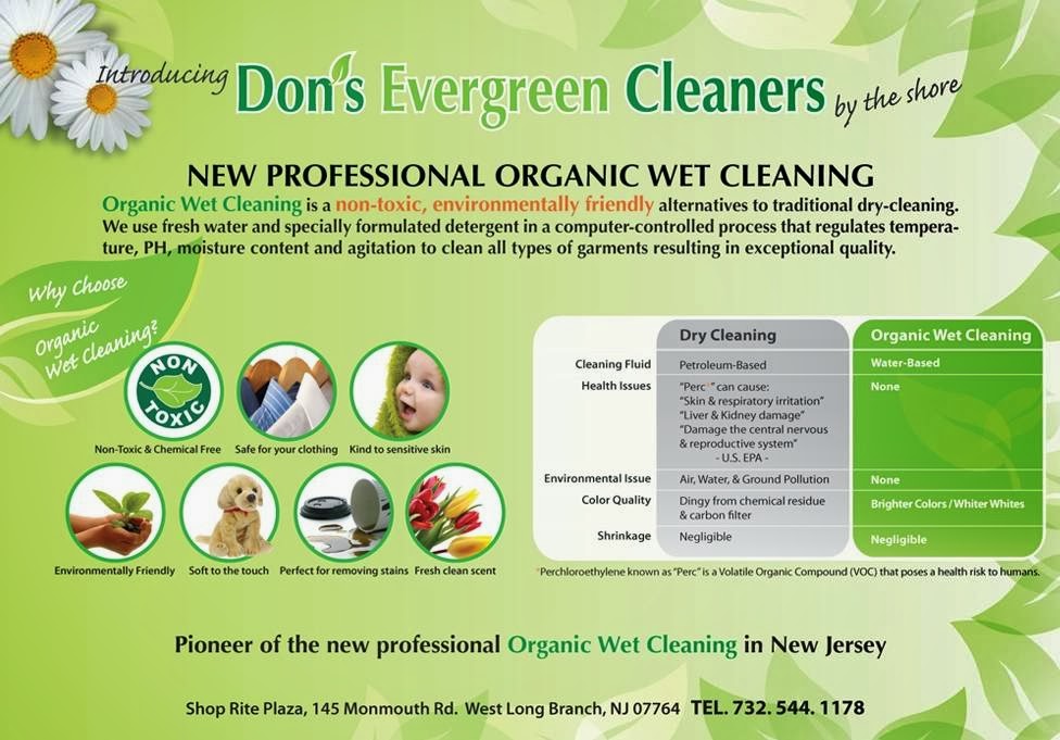 Dons Shore Organic Dry Cleaners | 145 Monmouth Rd, West Long Branch, NJ 07764, USA | Phone: (732) 544-1178