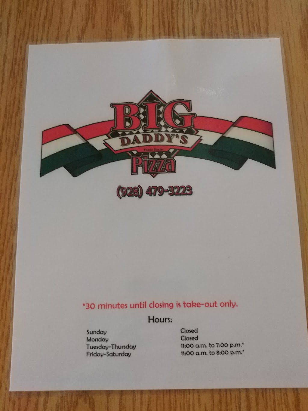 Big Daddys Pizza | 100 Salado Trl, Tonto Basin, AZ 85553 | Phone: (928) 479-3223