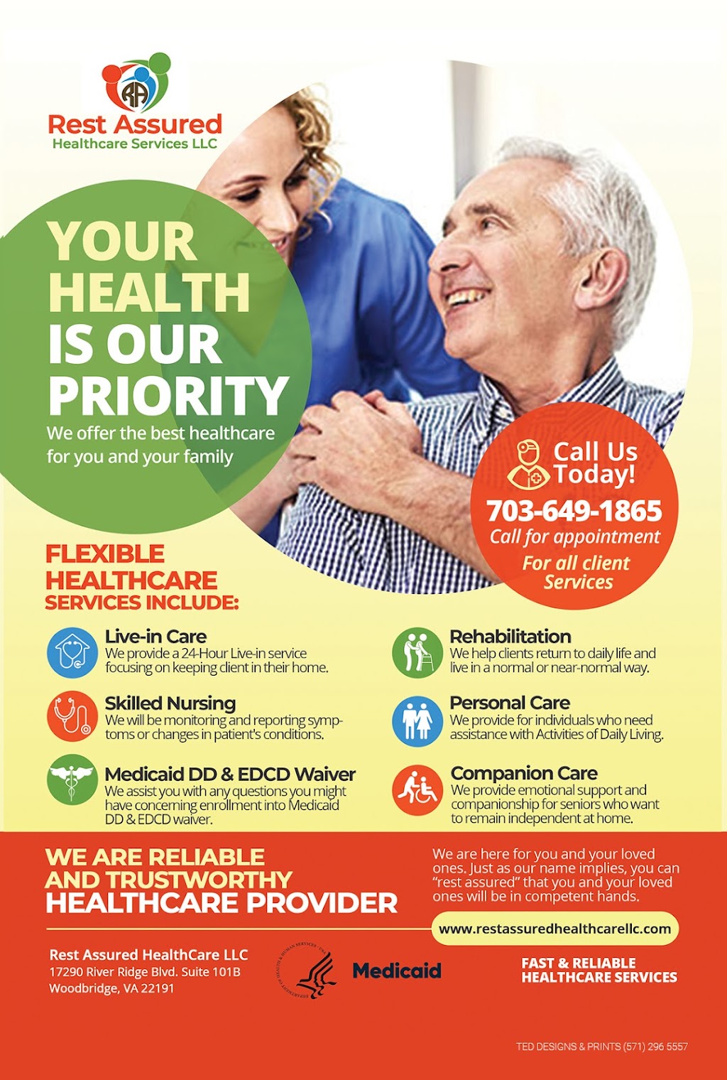 Rest Assured Healthcare Services | 4897 Prince William Pkwy Suite 202, Woodbridge, VA 22192, USA | Phone: (703) 649-1865