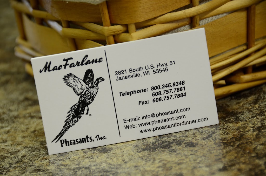 MacFarlane Pheasants, Inc. | 2821 US-51, Janesville, WI 53546 | Phone: (608) 757-7881