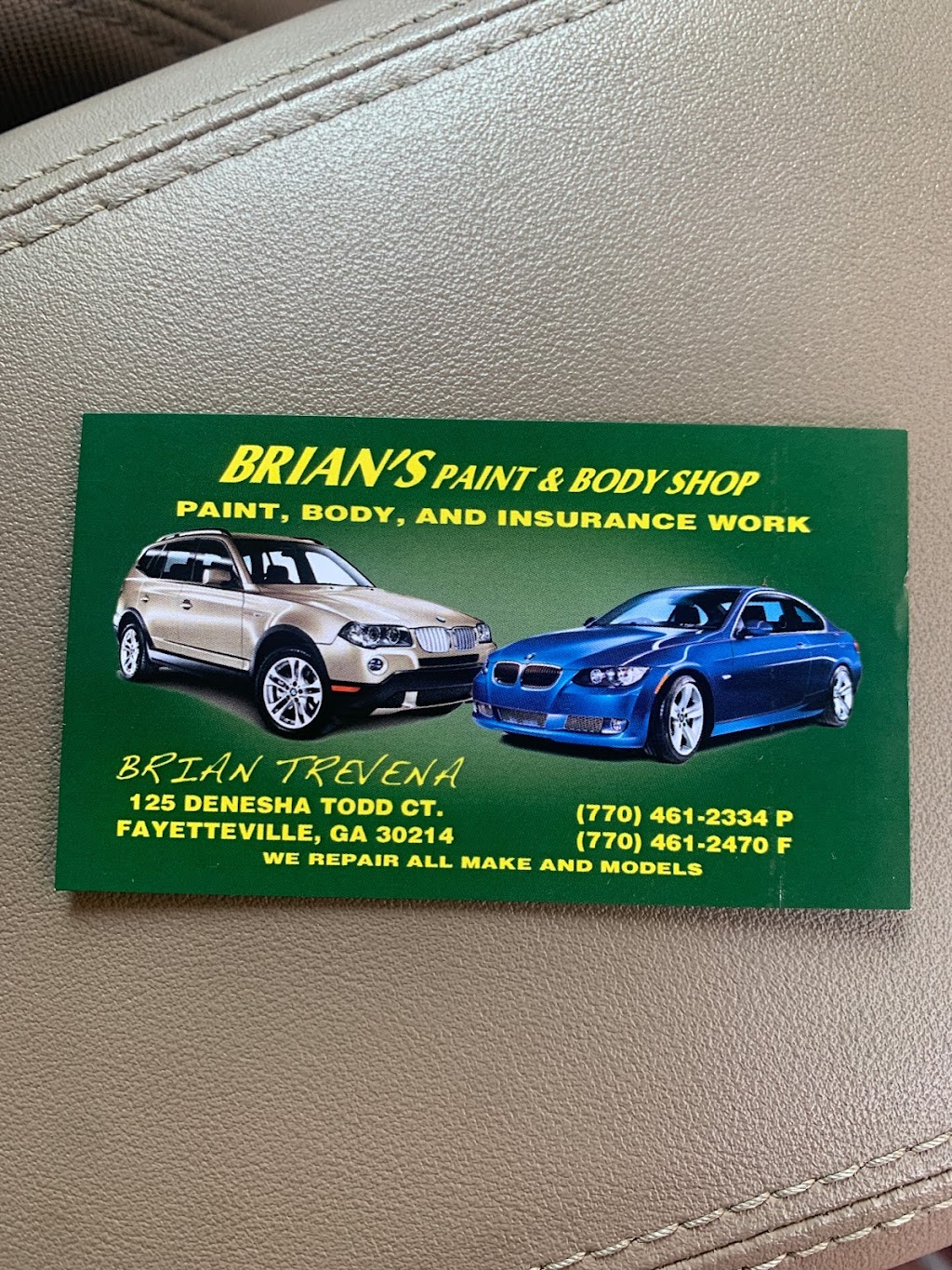 Brians Paint & Body Shop | 125 Denesha Todd Ct, Fayetteville, GA 30214, USA | Phone: (770) 461-2334