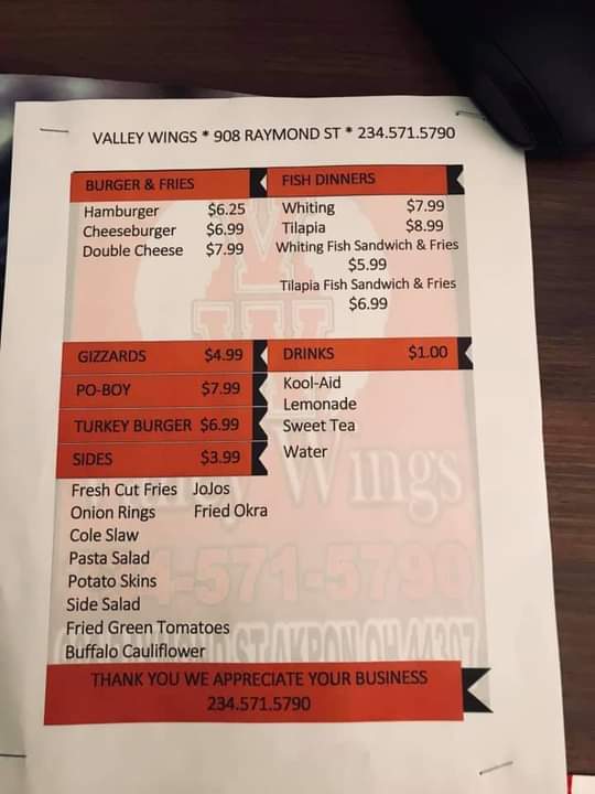 Valley Wings | 908 Raymond St, Akron, OH 44307, USA | Phone: (330) 375-1000