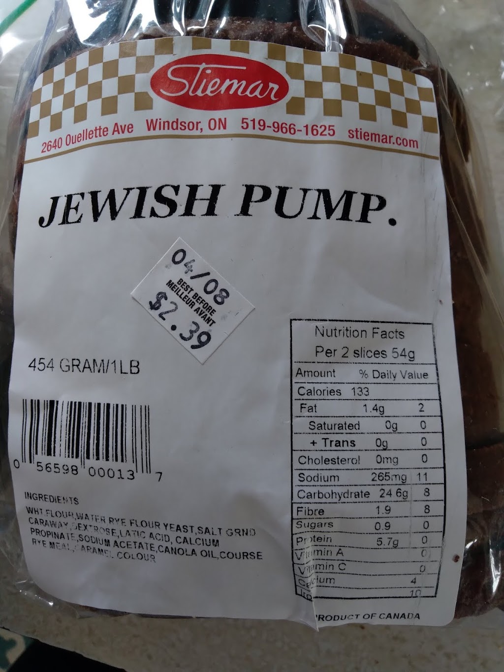 Stiemar Bread (Windsor) Co. Ltd | 2640 Ouellette Ave, Windsor, ON N8X 1L7, Canada | Phone: (519) 966-1625