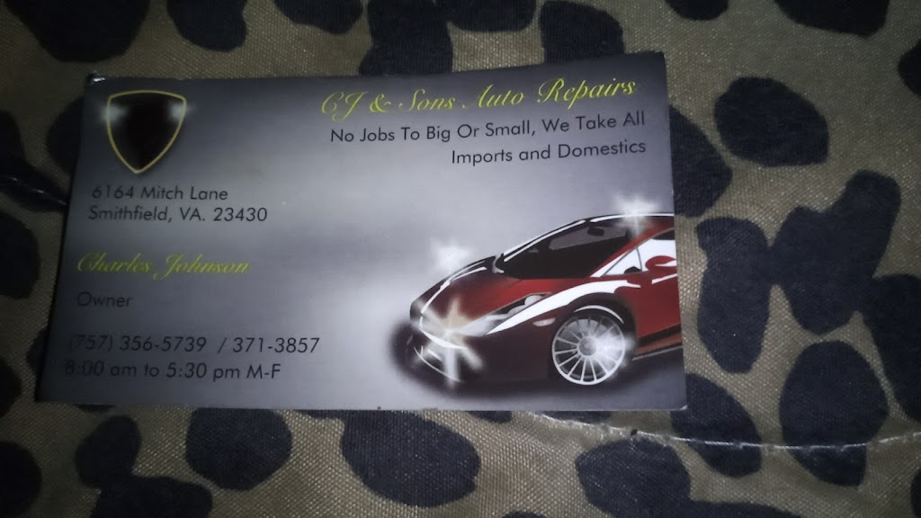 C J & Son Auto Repair | 6164 Mitch Ln, Smithfield, VA 23430, USA | Phone: (757) 356-5739