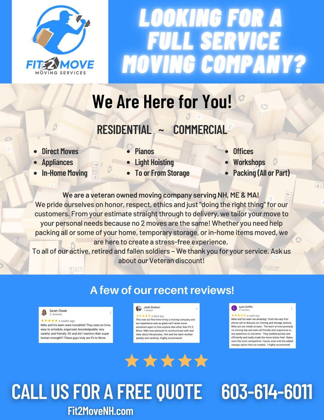 Fit 2 Move | 13 Hale St, Rochester, NH 03867, United States | Phone: (603) 614-6011