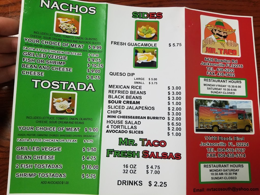 Mr. Taco Restaurant | 13799 Beach Blvd Suit 1, Jacksonville, FL 32224, USA | Phone: (904) 516-7767