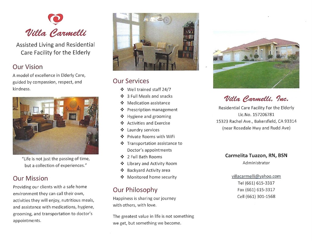 Villa Carmelli, Inc. | 15323 Rachel Ave, Bakersfield, CA 93314, USA | Phone: (661) 615-3317