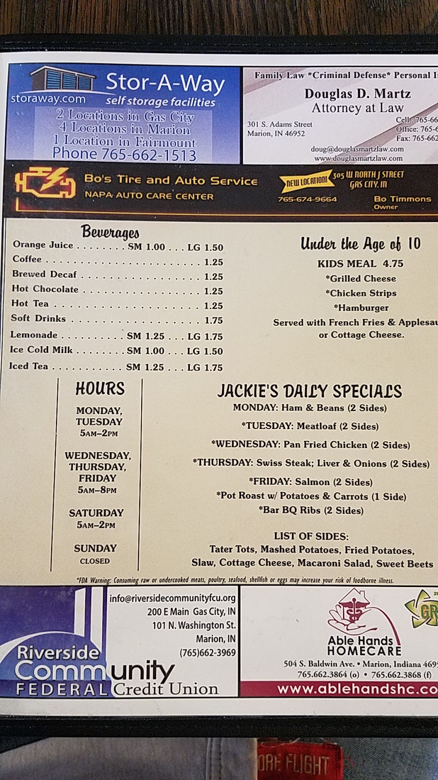 Jackies Family Restaurant | 105 N Harrisburg Ave, Gas City, IN 46933, USA | Phone: (765) 674-7509
