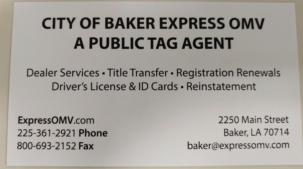 City of Baker Express Office of Motor Vehicles | 2250 Main St, Baker, LA 70714 | Phone: (225) 361-2921