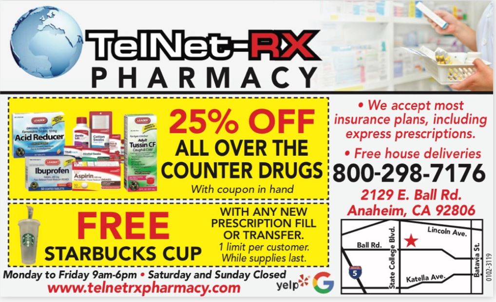 TelNet-Rx Pharmacy - Drugs Store | 2129 E Ball Rd, Anaheim, CA 92806, USA | Phone: (800) 298-7176