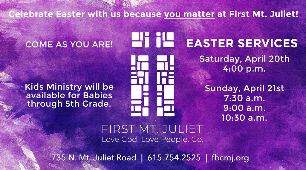 First Baptist Church Mt Juliet | 735 N Mt Juliet Rd, Mt. Juliet, TN 37122 | Phone: (615) 754-2525
