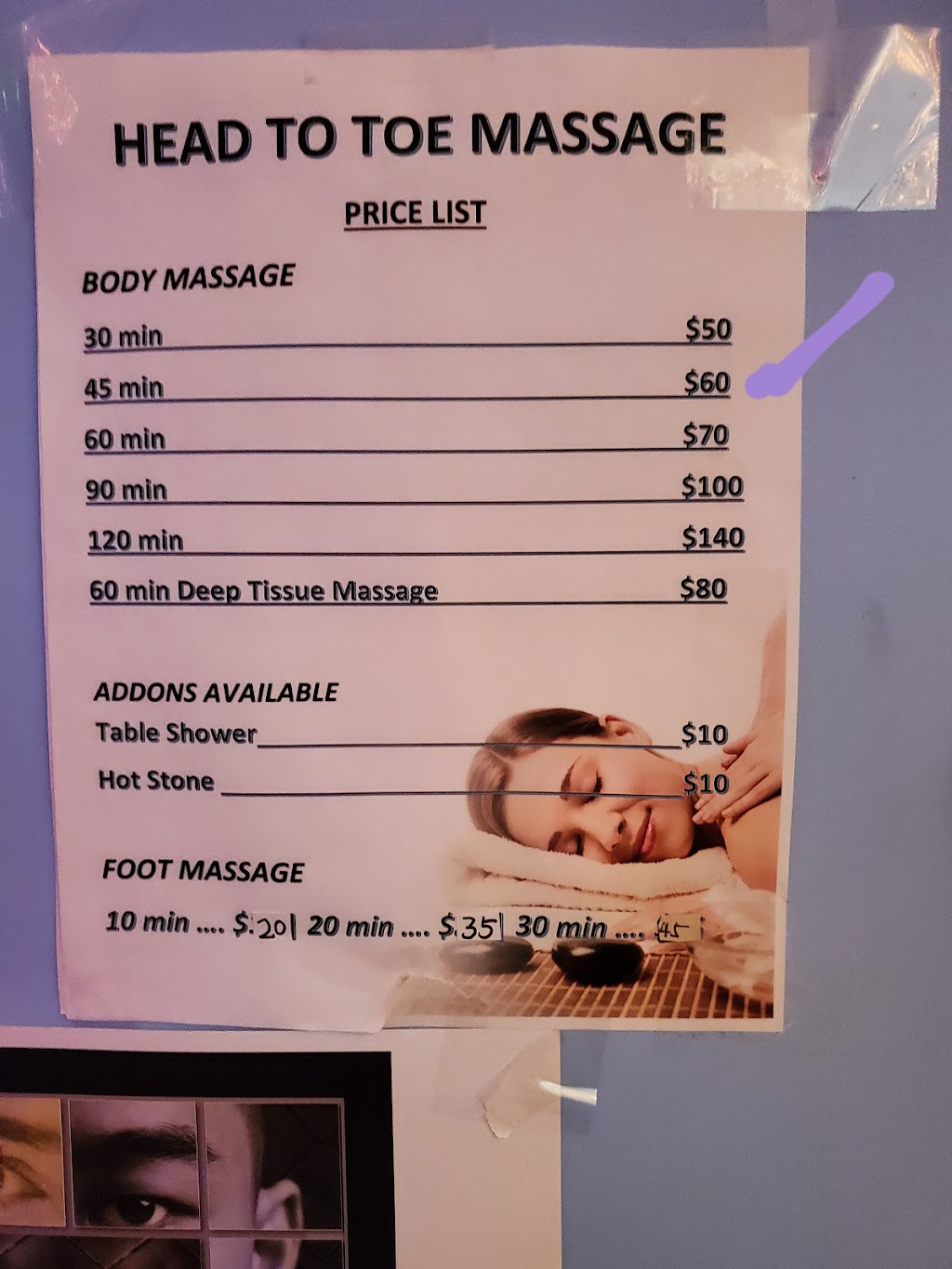 Head To Toe Massage | 3701 State Rd 580 suite g, Oldsmar, FL 34677, USA | Phone: (813) 328-4838