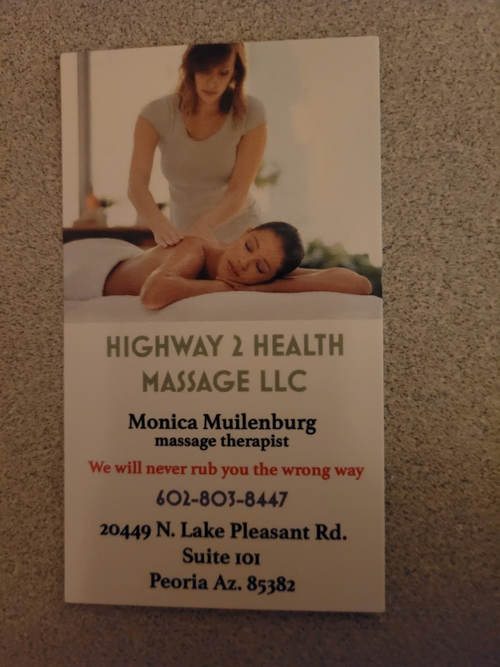 Highway 2 Health MassageLLC | 20449N N Lake Pleasant Rd #101, Peoria, AZ 85382, USA | Phone: (602) 803-8447