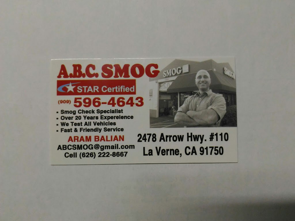 ABC Smog Test Only | 2478 Arrow Hwy, La Verne, CA 91750, USA | Phone: (909) 596-4643