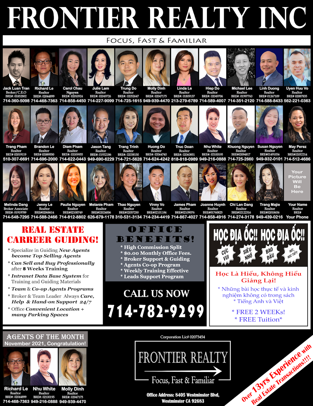 Frontier Realty Inc. | 8405 Westminster Blvd., Westminster, CA 92683, USA | Phone: (714) 782-9299