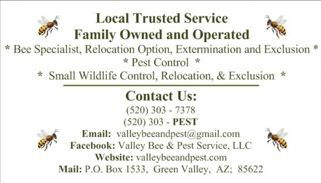 Valley Bee & Pest Service, LLC | 648 N Highlands Grove Ln, Sahuarita, AZ 85629, USA | Phone: (520) 303-7378