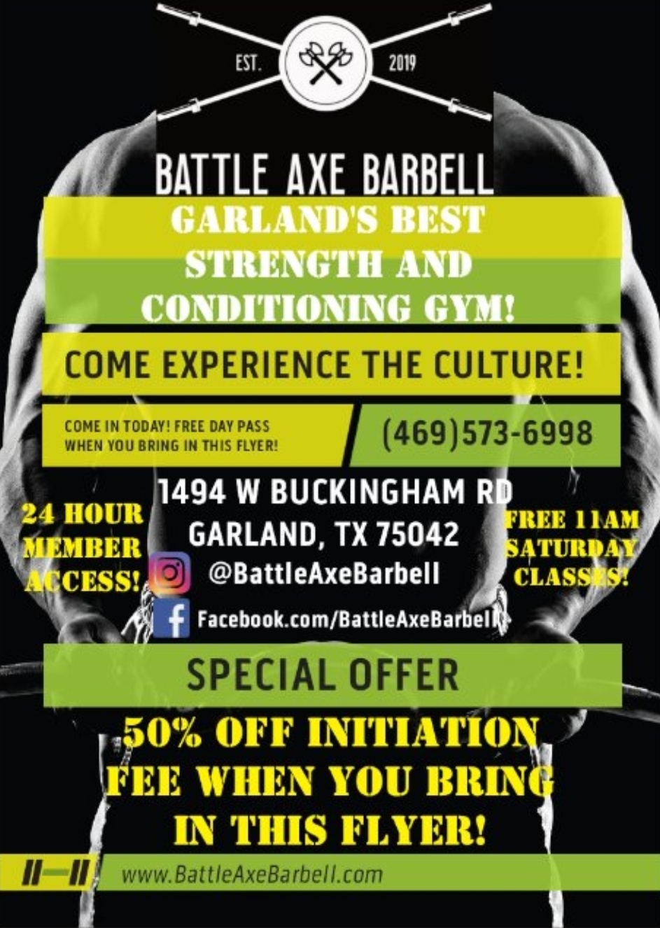 Battle Axe Barbell | 1494 W Buckingham Rd, Garland, TX 75042, USA | Phone: (469) 573-6998