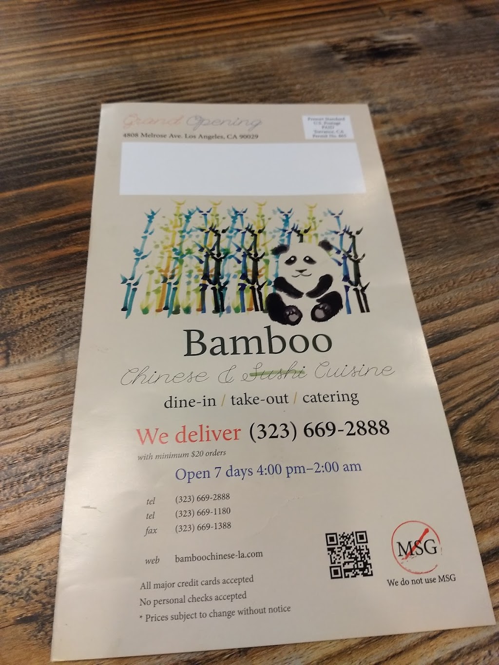 Bamboo Chinese Cuisine | 4808 Melrose Ave, Los Angeles, CA 90029, USA | Phone: (323) 669-1180